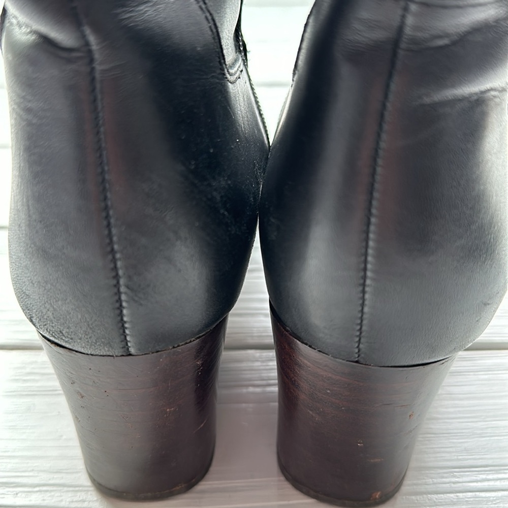 Franco Sarto Anberlin Black Leather Block Heel Boots - Picture 4 of 7